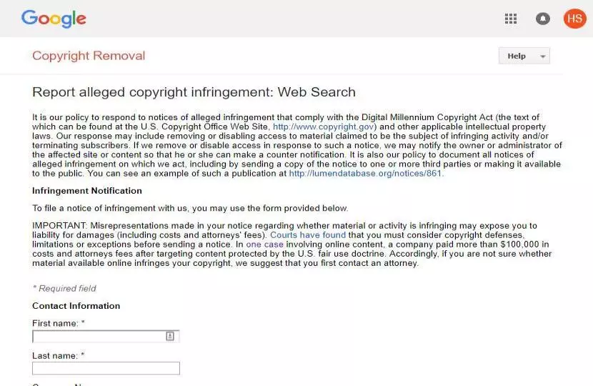 Removing content from Google