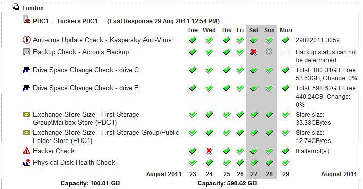 Screenshot of IT System monitoring