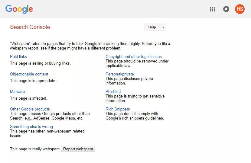 Report to Google